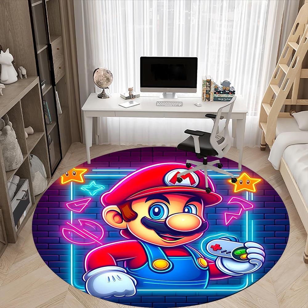 1pc Mario Gaming Office Round Area Rug, Indoor Mat Suitable For Office, Bedroom Living Room Home Decor, Room Deco,  Offic a0926224