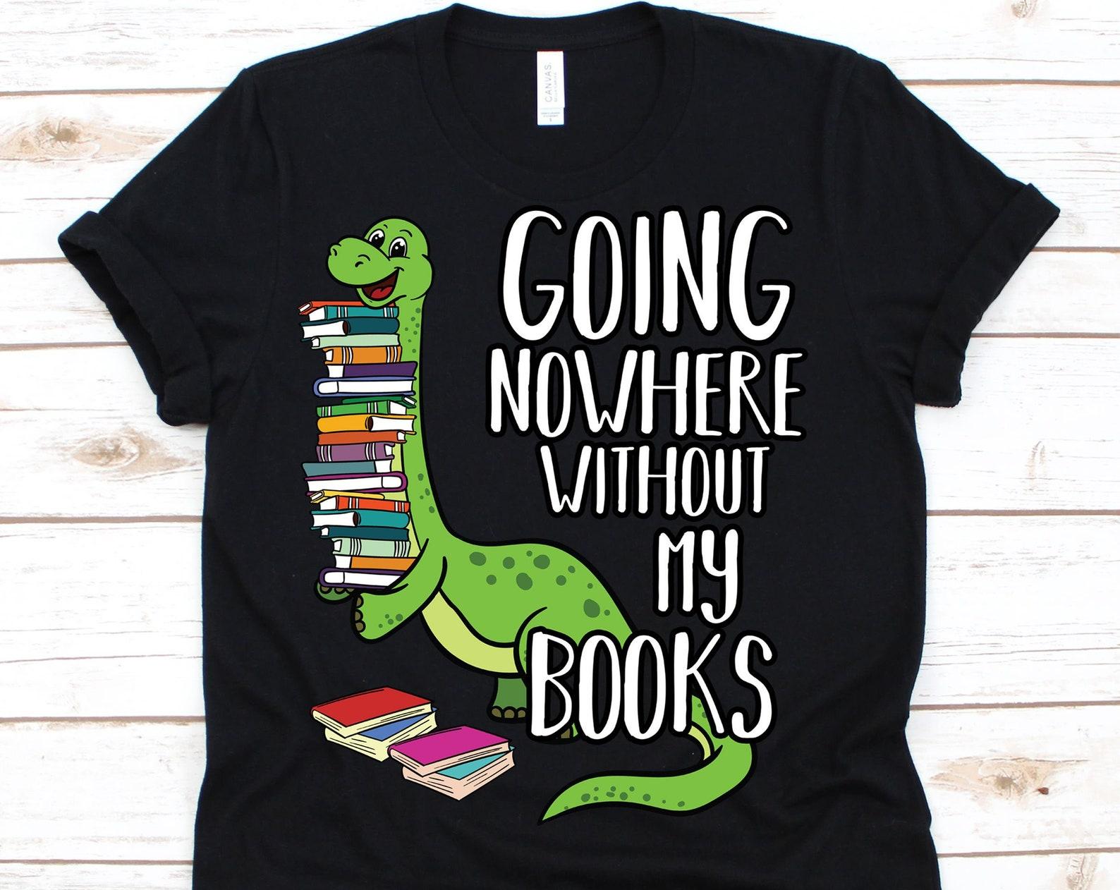 Dinosaur Reading Shirt, Bookworm, Dinosaur Reading Tee, Dinosaur Shirt, Dinosaur Lover. Dino Gift, Book Lovers Gift S