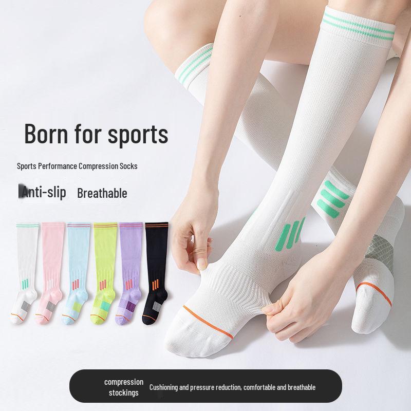 Professional Grade Long Compression Socks for Yoga, Fitness, Sports, Jump Rope, and Pilates with Non-Slip Design