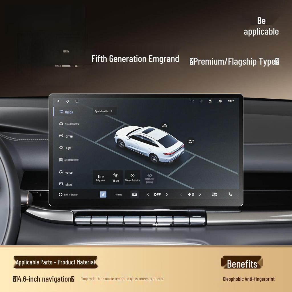 Tempered Film Screen for Geely 5th Gen Emgrand Center Console - 26 Models