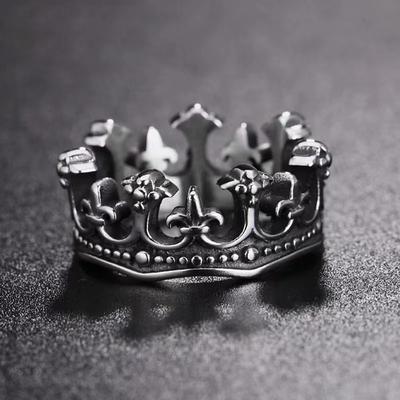 Classic Retro Crown King Ring Men Fashion Punk Simple Biker Ring Couple Jewelry Gift
