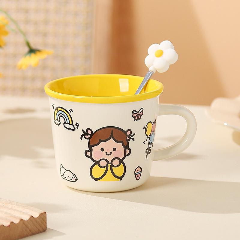 

Parent Child Mug Cute Ceramic Cup Set Family of Four Water Cup Household Breakfast Milk Cup Children 301-400ml