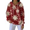 Women's Loose Comfortable Casual Fashion V-Neck Christmas Print Long Sleeve Hoodie