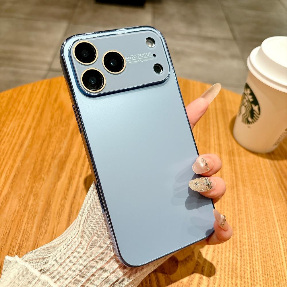 

Frosted Plating Crystal Large Window Phone Case For iPhone 17 16 15 14 13 12 11 Pro Max 17ProMax Full Frame Bumper NonSlip Cover iPhone17