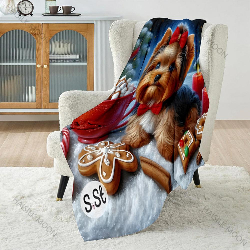 

Festive Christmasthemed Decor Elements Pattern Blanket Flannel Material Soft Warm for All Seasons Home Outdoor Camping Picnics 75x100cm