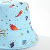 Kids Summer Sun Protection Cap Spaceship Planet Print Bucket Hat Wide Brim Fisherman Hats Boys Girls Outdoor Beach Basin Caps