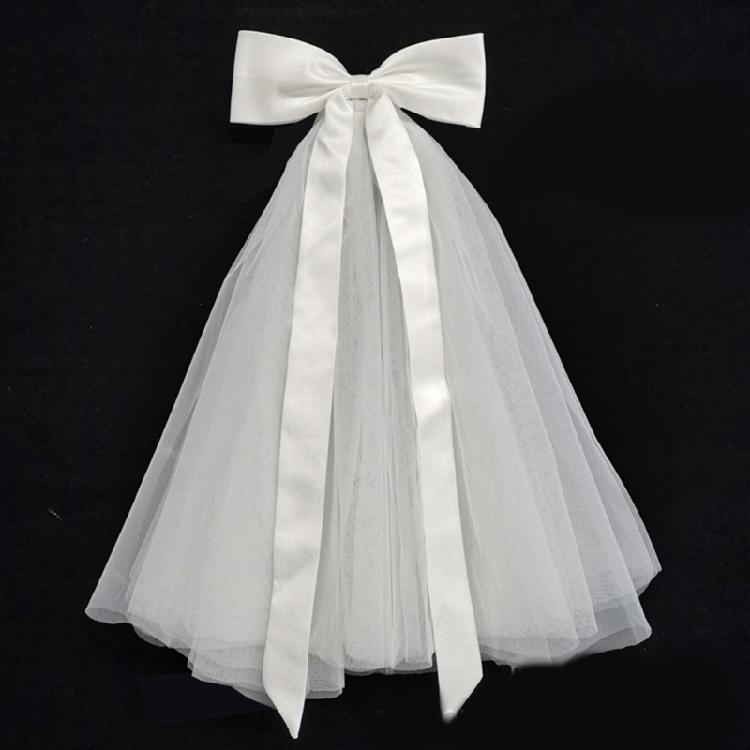 Wedding Tulle Bridal Lace Veil with Bowknot/Floral Trim Elegant Bridesmaids Veil