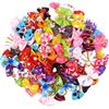 YOY 50 Pcs Adorable Grosgrain Ribbon Pet Dog Hair Bows with Elastic Rubber Bands - Doggy Kitty Topknot Grooming Accessories Set for Long Hair Puppy