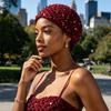 Women Breathable Solid Color Hollow Out Knitted Beanie Cap
