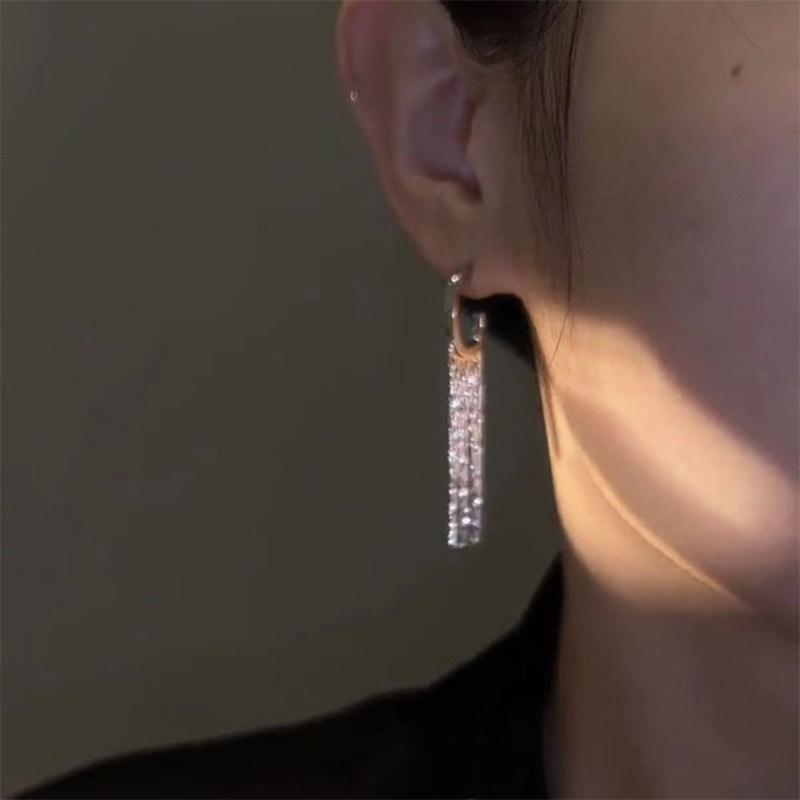 Fashion Statement Gold  Color Long Metal Chain Bling Tassel Earrings For Women Wedding Ms  Jewelry Pendant Gift