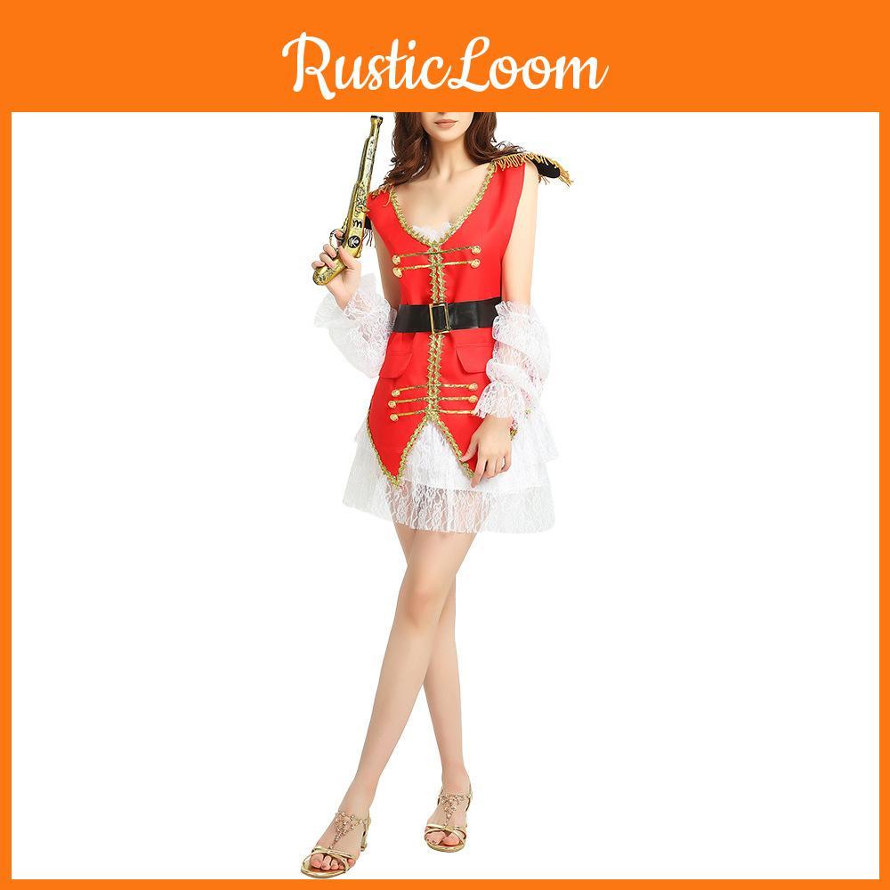 Elegant Courtly Red Pirate Outfit For Women Exceptional For Halloween And Stage