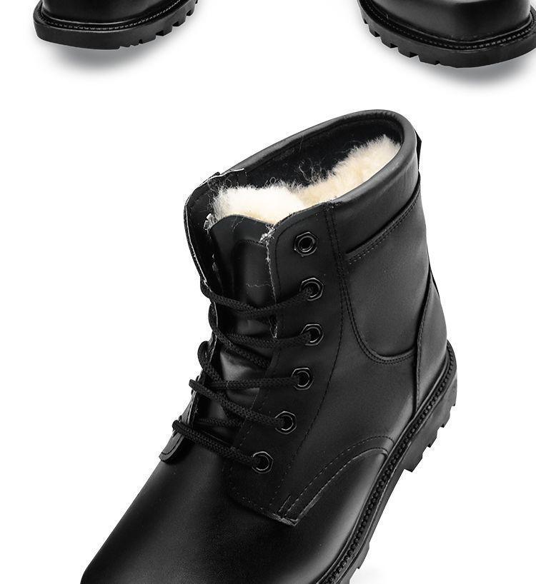 Herren-Schneestiefel aus Vollrindleder mit Wollfutter – Hohe, warme, kältebeständige Winterlederschuhe