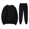 Unisex Solid Color Round Neck Fleece Hoodie Set