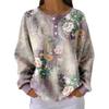 Women's Casual Printed Button Long Sleeve Sweatshirt