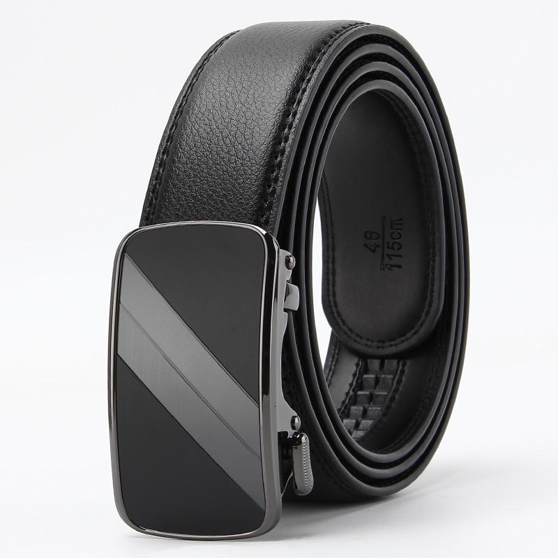 Men s Two-Layer Cowhide Belt with Automatic Buckle - Wear-Resistant & Scratch-Resistant Genuine Leather 110-130 cm
