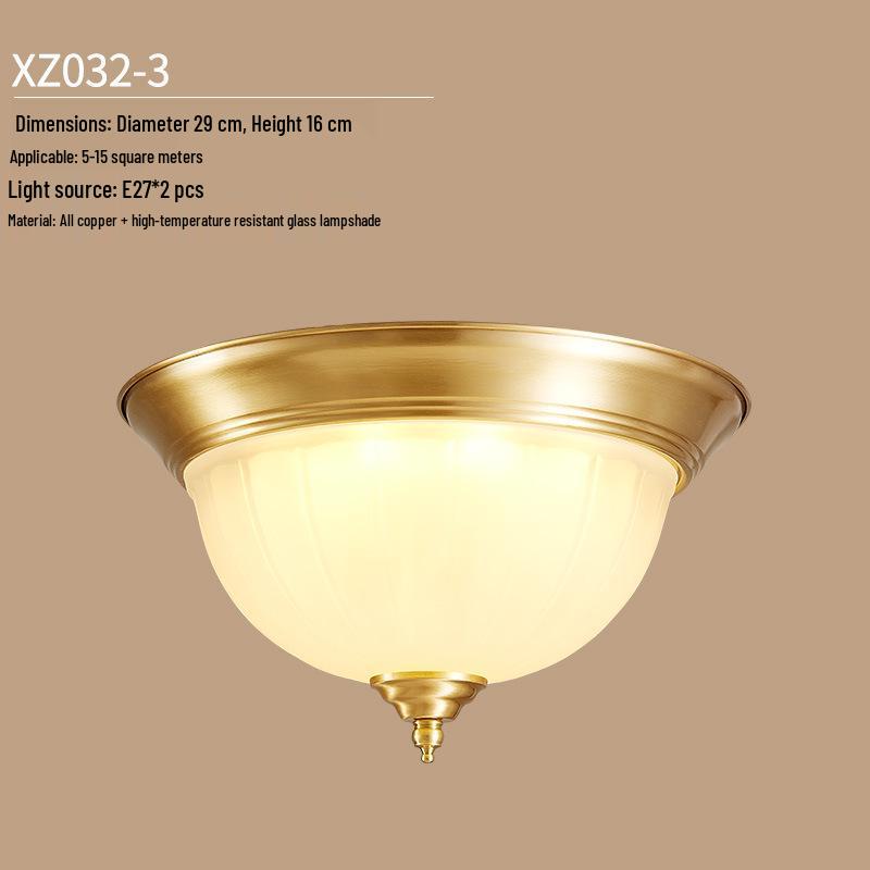American Style All-Copper LED Ceiling Light for Modern Study, Bedroom, or Dining Room