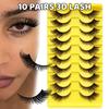 10 Pairs Eye Eyelashes 5D Fluffy Soft Natural Look False Eyelashes Thick Faux Mink Lashes Cat Eye Lashes Eyelashes Extensions