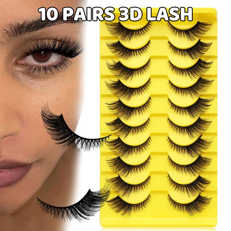 10 Pairs Eye Eyelashes 5D Fluffy Soft Natural Look False Eyelashes Thick Faux Mink Lashes Cat Eye Lashes Eyelashes Extensions