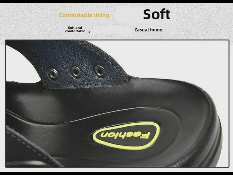 Men's Large Size Breathable Leather Sandals (Sizes 45-52) with Soft Soles, Wide Fit, and Flip Flop Style.