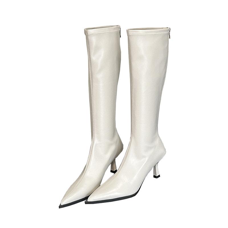 Slim high-heeled boots Small long boots Autumn and winter pointed but knee-thin rear zipper high boots