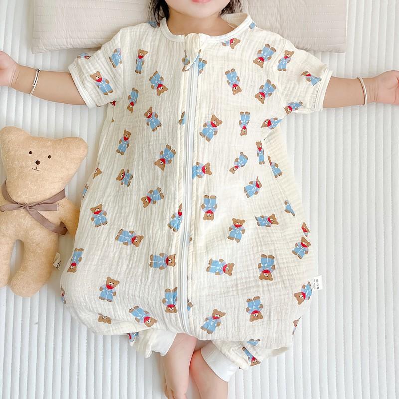 Baby Cotton Gauze Sleepsuit Romper Toddlers Lightweight Breathable Pajamas Unisex