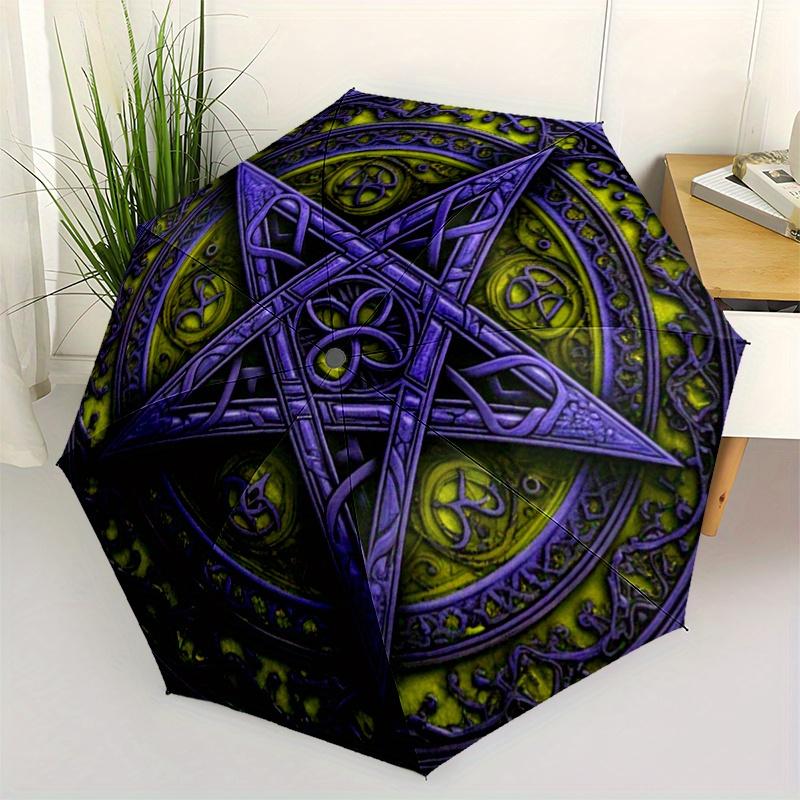 Purple Pentagram Wall Decor: Mystical Art for Your SpaceUmbrella, Portable 3-Fold Umbrella for Men & Women,Christmas Gift ES194
