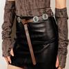 Adjustable Retro Carved Metal Decors Waist Belt Exquisites Handcrafts PU Leather Belt Waistband for Fashion Enthusiasts