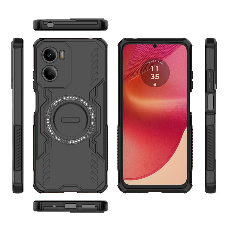 Für Motorola Moto E15 Hülle Für Moto E15 Stoßfest Magnetische Adsorption Kabelloses Laden Rückseite Für Moto E15 Hülle 6,67 Zoll