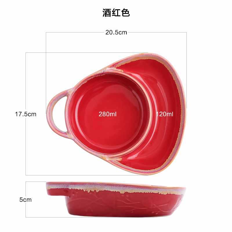 Vintage Split Plate Ceramic Breakfast Fruit Salad Plate Hotel Restaurant Buffet Plate Home Party Creative Baked Rice Tableware