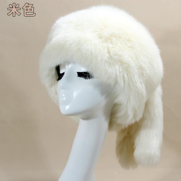 Imitation fox fur round flat top imitation fur hat thickened autumn and winter Russian Mongolian hat warm tail hat