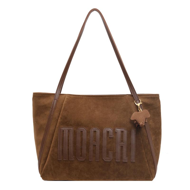 Maillard retro suede bag women's spring and summer fashion high-end tote bag large capacity commuter shoulder bag