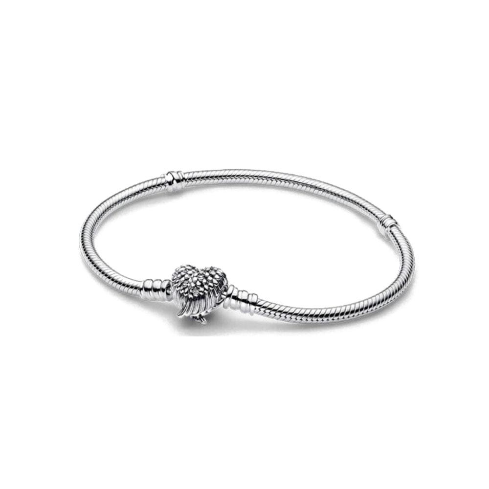 New 925 Silver Red Flower Heart Snake Chain Shiny Zircon Bracelet Fashion Jewelry