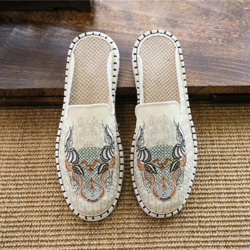 Fashion Outdoor Half Shoes Slippers for Men Genuine Leathe Mules Elegant Fun Designer Luxury Low Price Trend 2025 Original Summer Sale