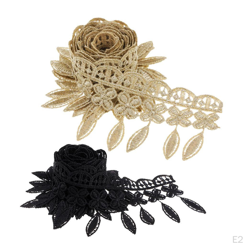 Trimming Shop Ruban En Dentelle Florale De 3 Mètres De Long Avec Motif Couronne, Style Vintage, Crochet Brodé, Bordure Décorative Pour Couture, Décoration De Vêtements, Scrapbooking, 35 Mm De Large