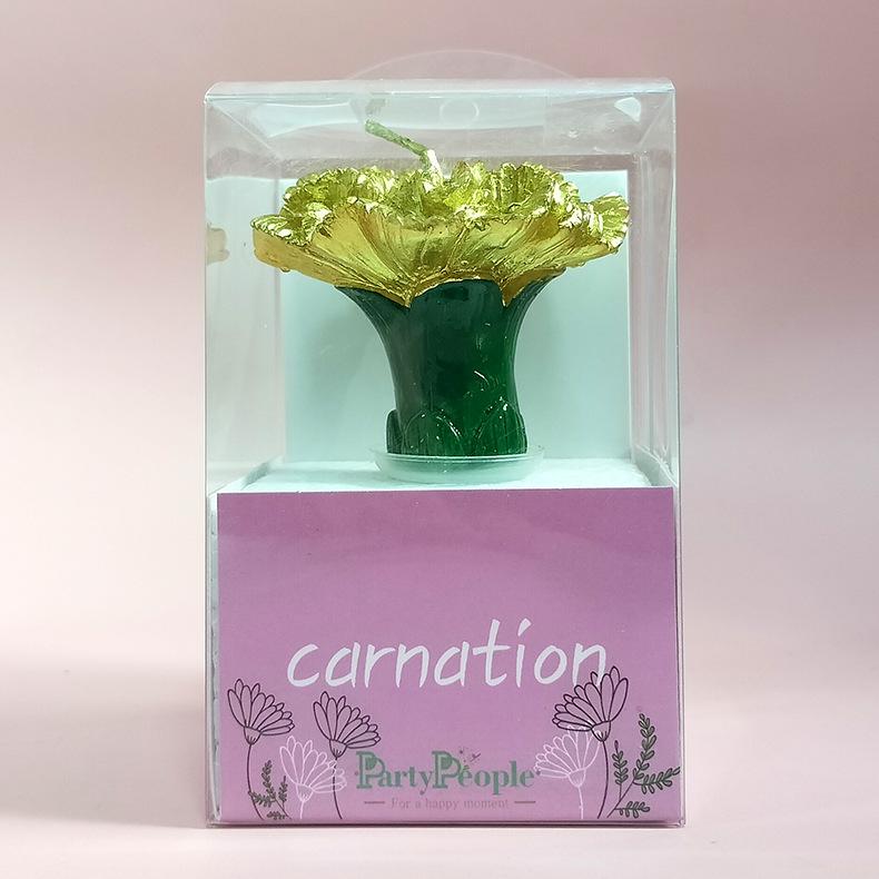 Carnation Gold-plated Candle Mother s Day Teacher s Day Cake Decoration Simulation Flower Shape Birthday Candle