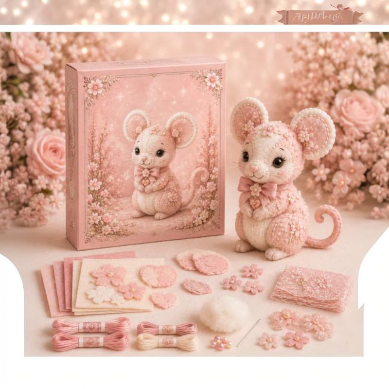 Pink Forest Friends Diy Patchwork Collection, All-Inclusive Sewing Kit To Make Cute Woodland Animals, Household Hobby Decor Gift