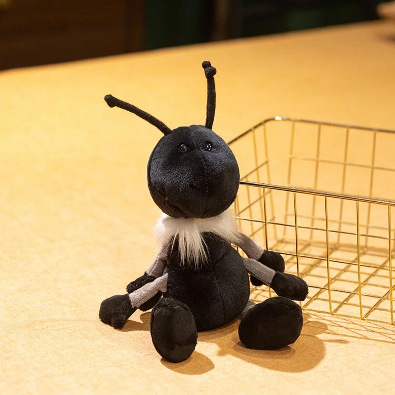 Entzückendes schwarzes Ameisen-Stofftier, weiches, flauschiges Insekten-Stofftier, Kawaii-Ameisen-Plüschtier für Käferliebhaber, Geburtstagsgeschenk, Raumdekoration 25cm