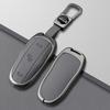 Zinc Alloy Leather Car Key Fob Case Cover For Tesla Model X Remote Shell Fob Holder Protector Keychain Accessories