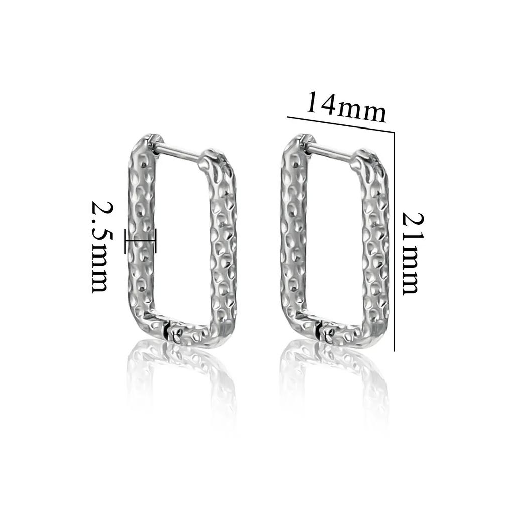 6pcs Stainless Steel Rectangular Textured Earrings Earring Hooks Fittings 18K PVD Gold Plated DIY Jewellery Parts Earrings