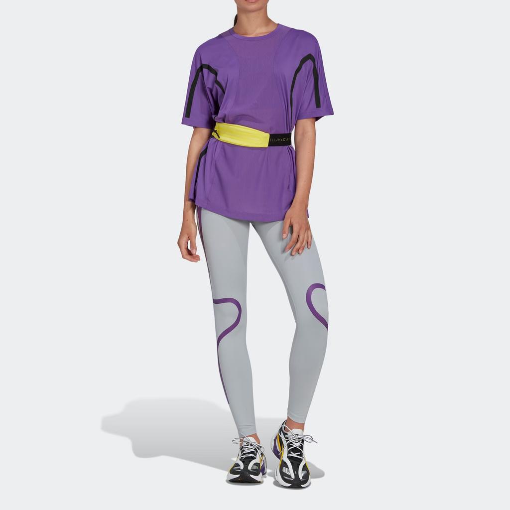 adidas Stella McCartney Color Block Loose Fit Round Neck Short Sleeve T-Shirt Women Tops Bright-Purple White HH7220