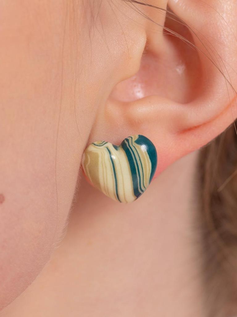 Cerabonito Marbling Heart Earrings (Bg)