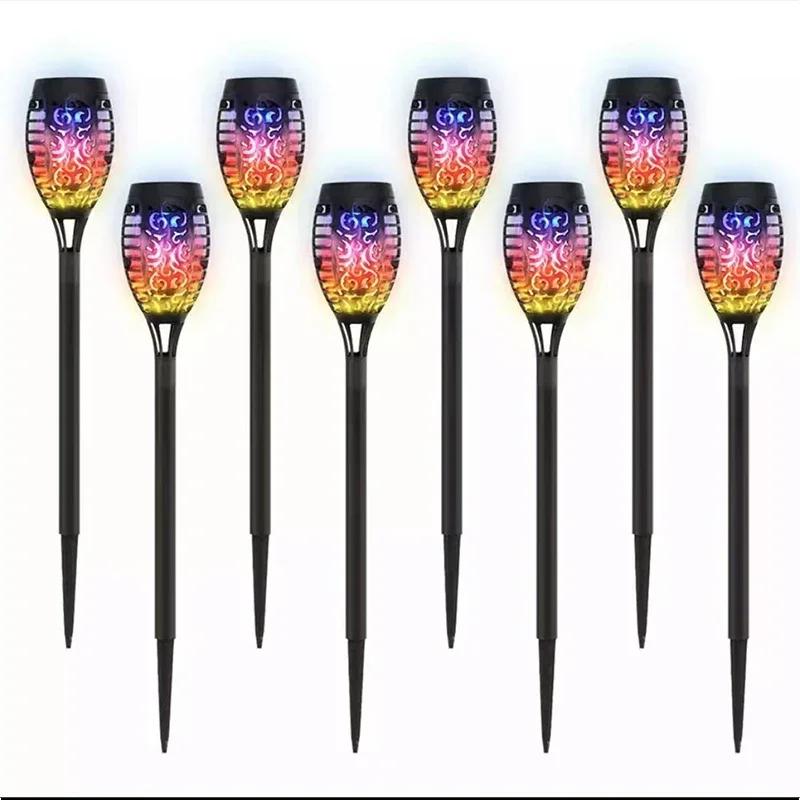1/2/4/6/8/10Pcs Solar Flame Torch Lights Flickering Light Waterproof Garden Decoration Outdoor Lawn Path Yard Patio Floor Lamps