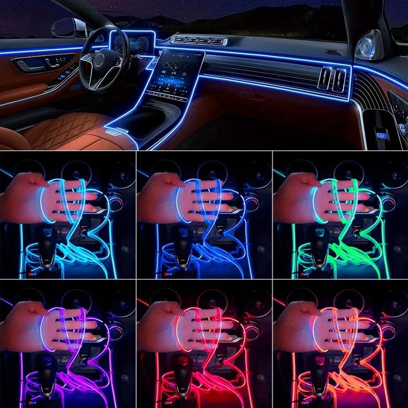Car Interior Neon Lights 7 Colors RGB Decorative Ambient Lamp For Auto DIY Flexible Ambient Light USB Atmosphere Lamp 1/2/3/4/5M
