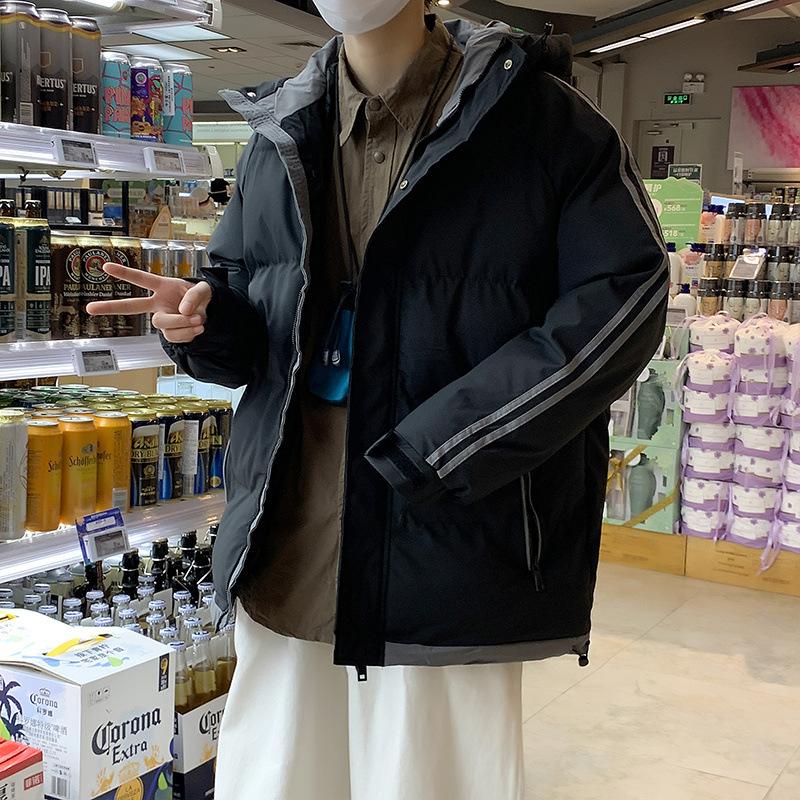 

Men s Winter New Loose Plus Size Cotton Coat for Couples, the Same Solid Color Stand-up Collar Down Cotton Thickened Cotton Coat M