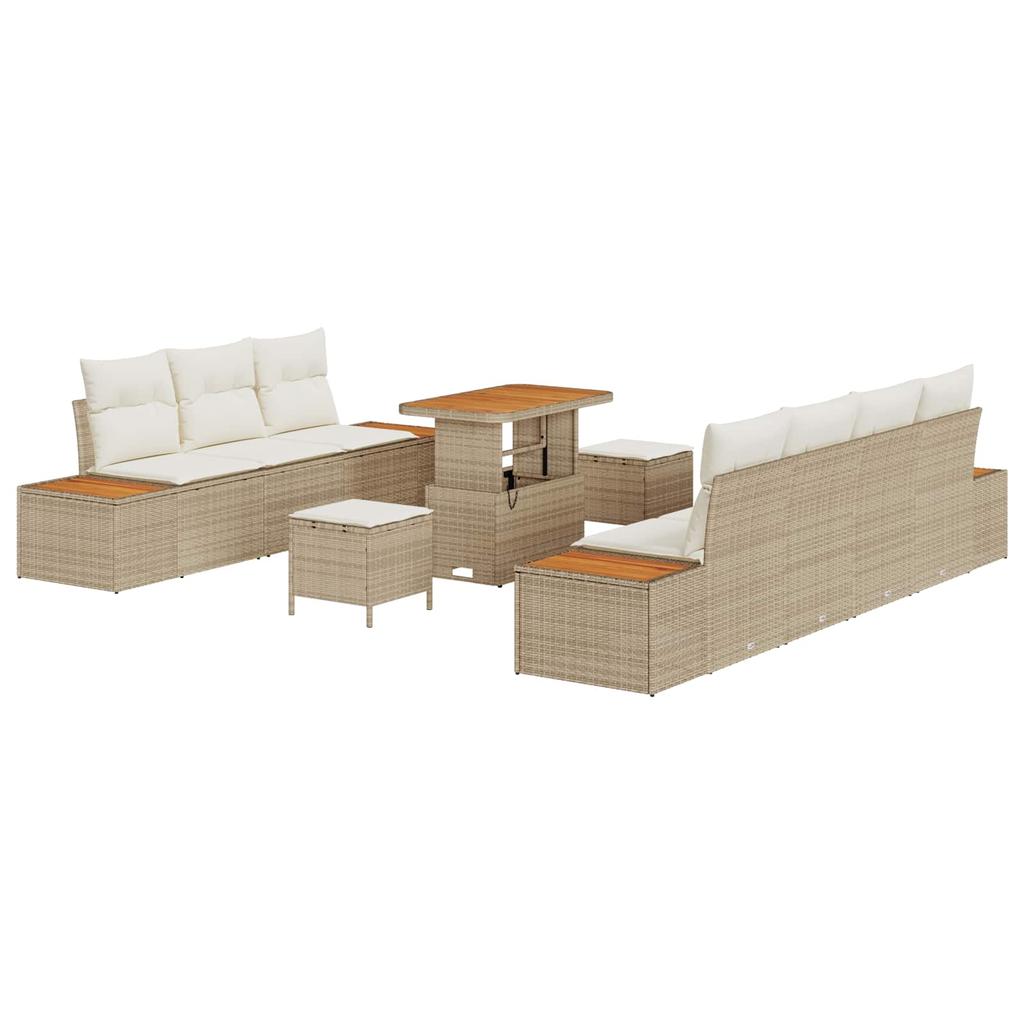 Garden Sofa Set with Cushions 10 pcs Beige and Cream