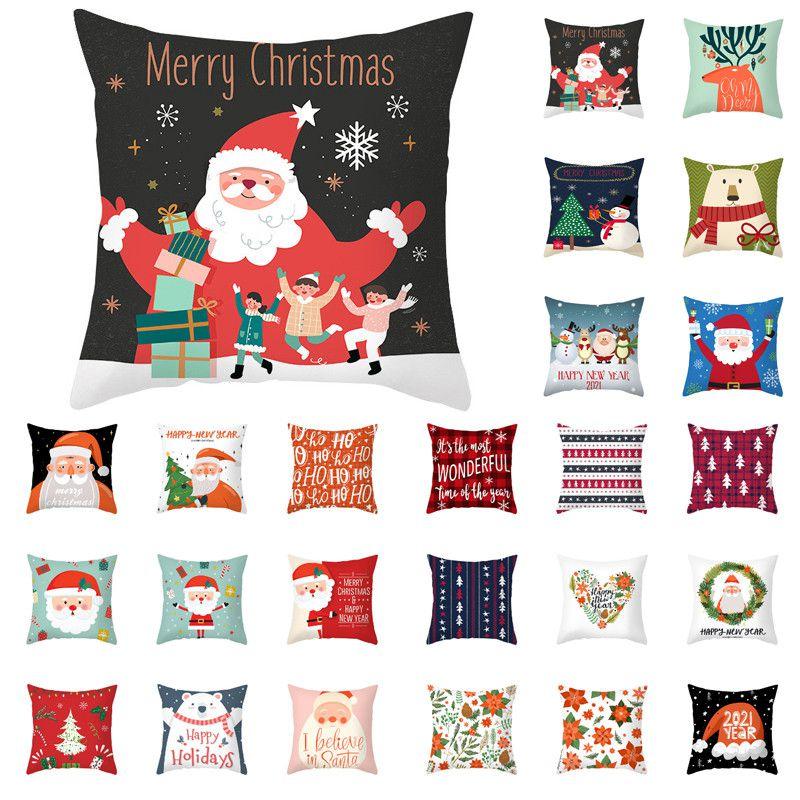 Lebensfroher mehrfarbiger Weihnachtskissenbezug mit Weihnachtsmann-Design für Sofas