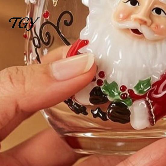 Christmas Glass Cup Stemless Cup, Santa Claus Decorative Drinking Glass, Unique Holiday Kitchenware Transparent Water Mug for Seasonal Party Supplies