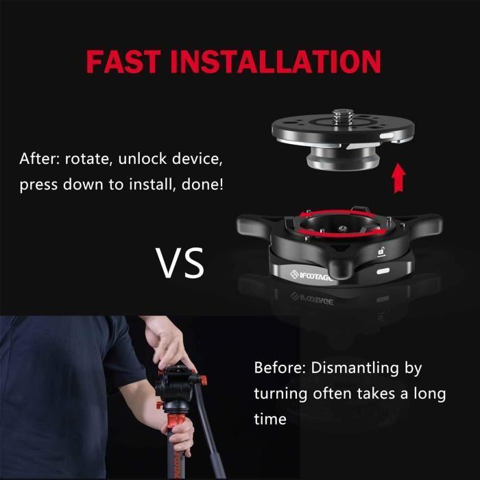 Système de libération rapide - iFootage - Seastars Q1S - 270g - Compatible avec trépieds - Charge max 9kg