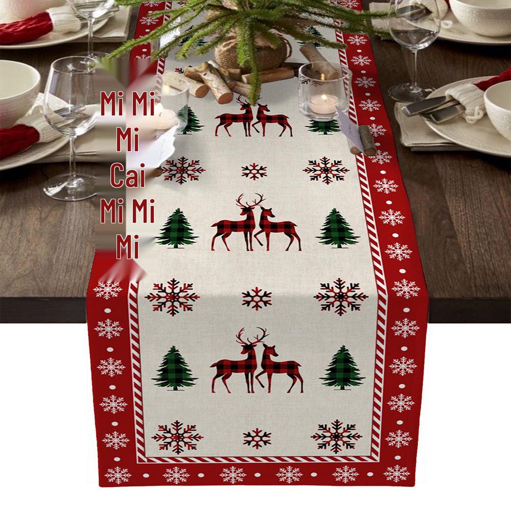 Red Buffalo Plaid Farmhouse Table Runner: Christmas Truck Design for Dining Table Décor