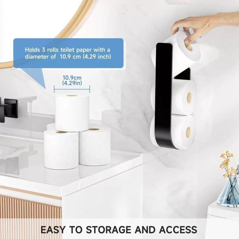 Wall Hanging Toilet Paper Holder Food Safe Metal Tissue Rack with Storage for Kitchen Towel Bathroom Paper Roll